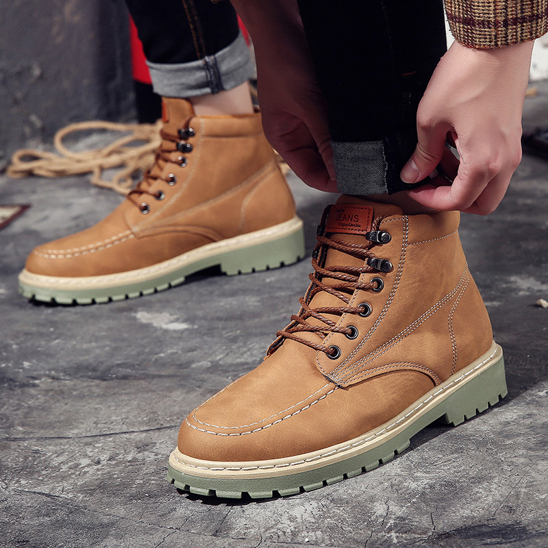 

2020 new arrival men boots lace up work shoes neat stitch army boot designer working shoes z28, Black