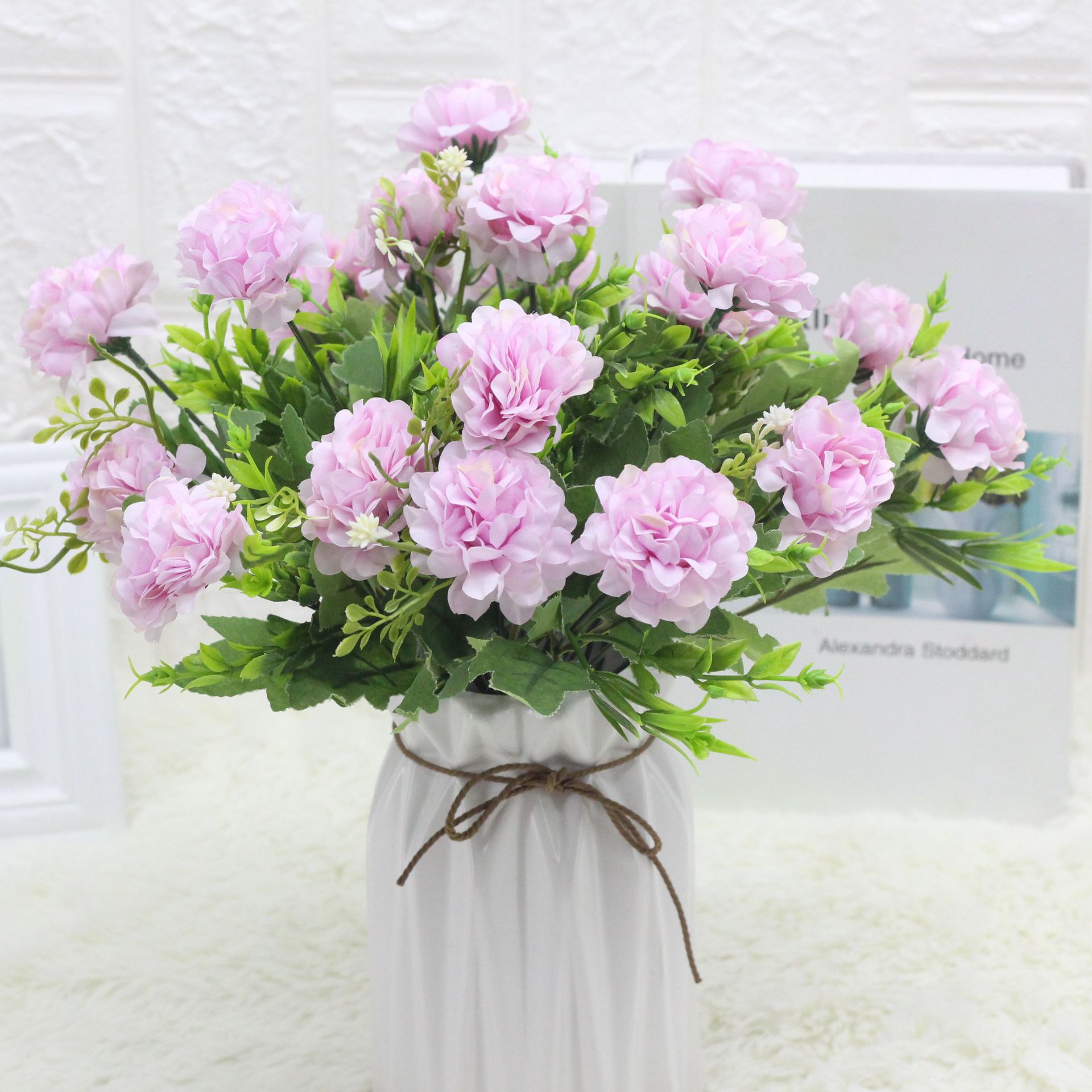 

10Pcs/lot Artificial Flowers 7Heads Oil Painting Hydrangea Bunch Wedding Decor Bouquet Silk Flower Decoration Home Hoptel Photography Props, Blue