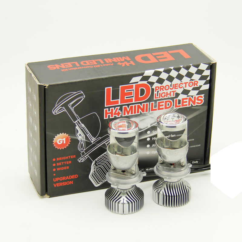 2pcs H4 LED hi-lo mini projector lens headlight for car clear beam pattern 12V 5500k