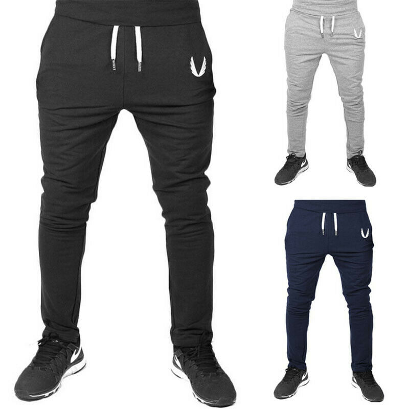 

New Men Pants Long Sport Gym Slim Fit Trousers Workout Running Joggers Athletic Gym Elastic Casual Spring Summer Sweatpants, Black