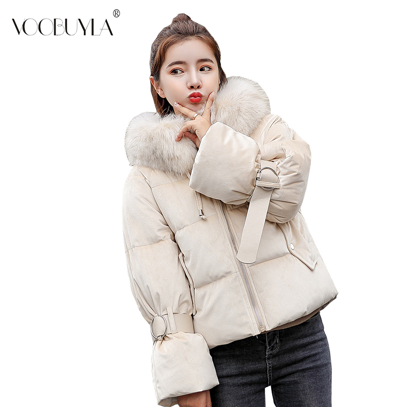 

Voobuyla 2019 Fashion Winter Jacket Women Velvet Hooded With Fur Female Coat Short Outwear Womens Parka Abrigos Mujer Invierno, White