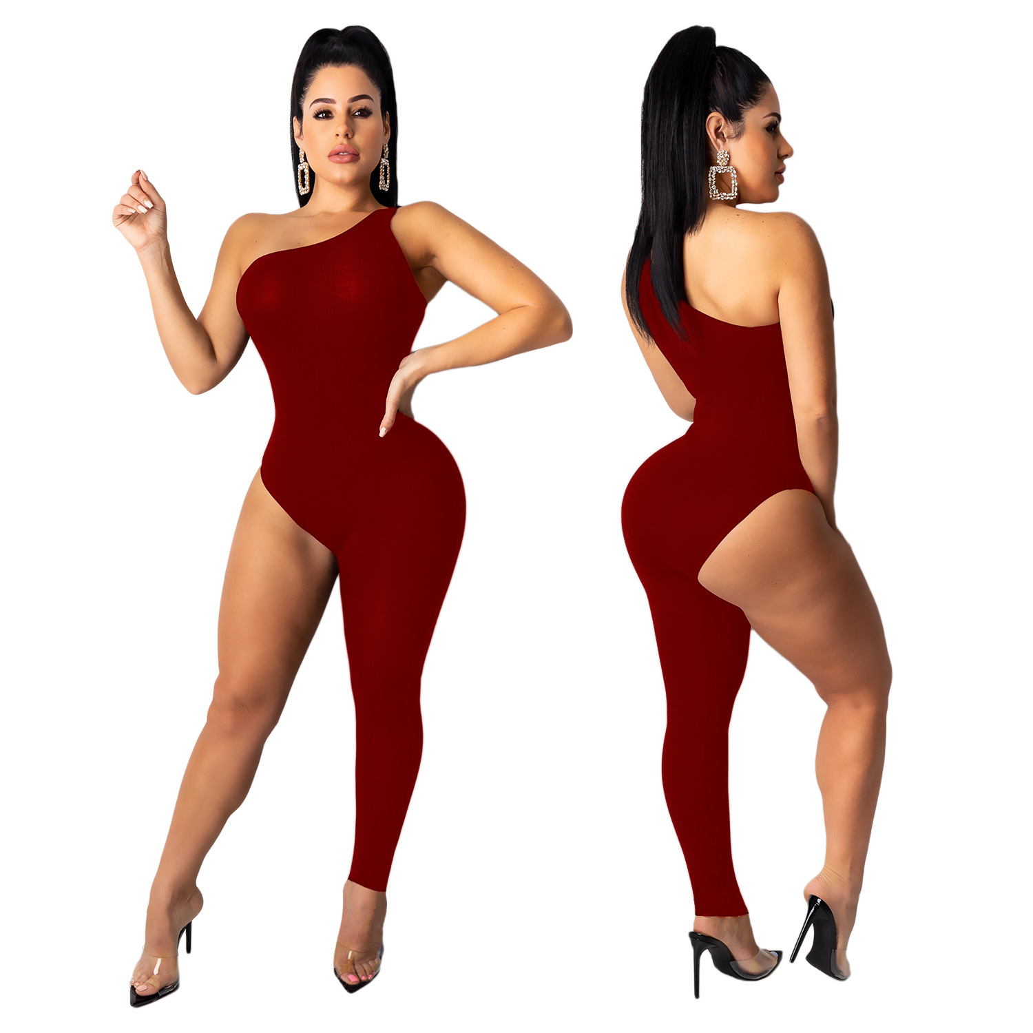 SH7123 Fashion européen et américain Sexy Femme Asymétrique Pantalon Simple Jumps Jumpsuit