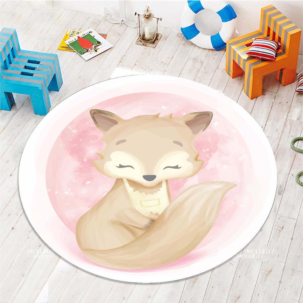 

Else Pink Watercolor Brown Cute 3d Pattern Print Anti Slip Back Round Carpets Area Rug For Kids Baby Children Room, As pic
