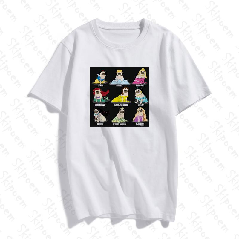

Pug Princesses Relaxed Fit Women Tshirt Vintage Kawaii Gothic Harajuku Short Sleeve Cotton Plus Size Tee Shirt Femme Streetwear