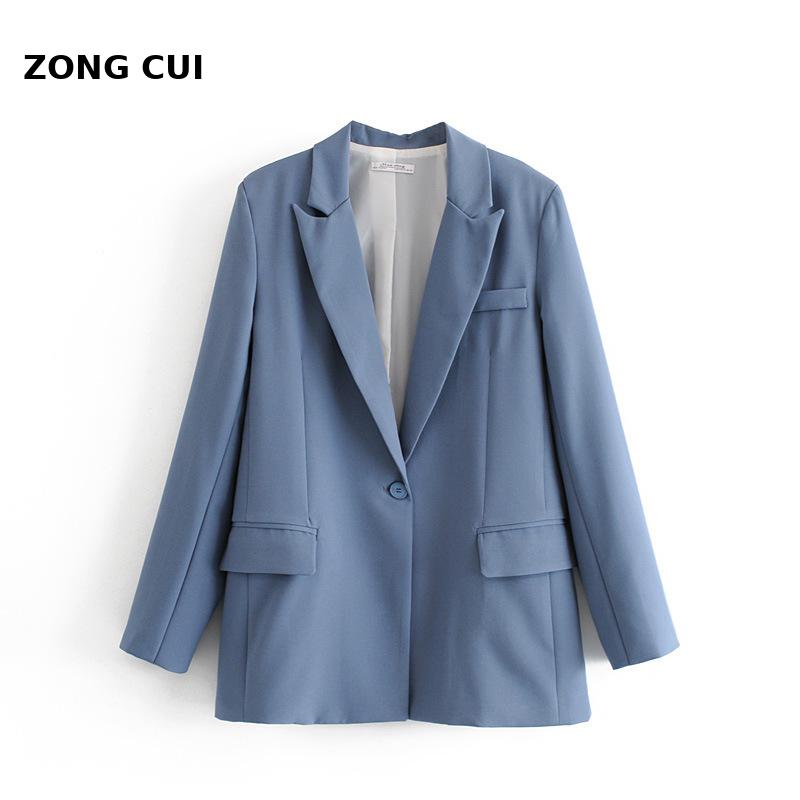 

2020 new jacket women' formal single button suit coat office casual suit coat Women Jackets Spring Autumn Dress, Blue