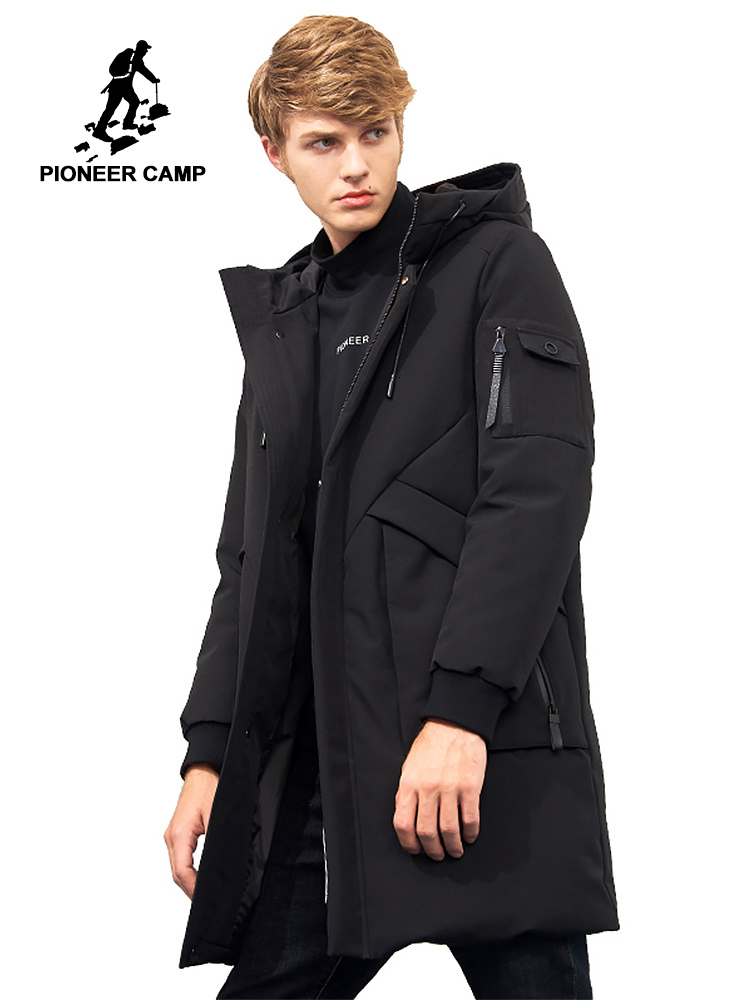 

Pioneer Camp waterproof thick winter men down jacket brand-clothing hooded warm duck down coat male puffer jacket AYR901786 CJ191129, Black