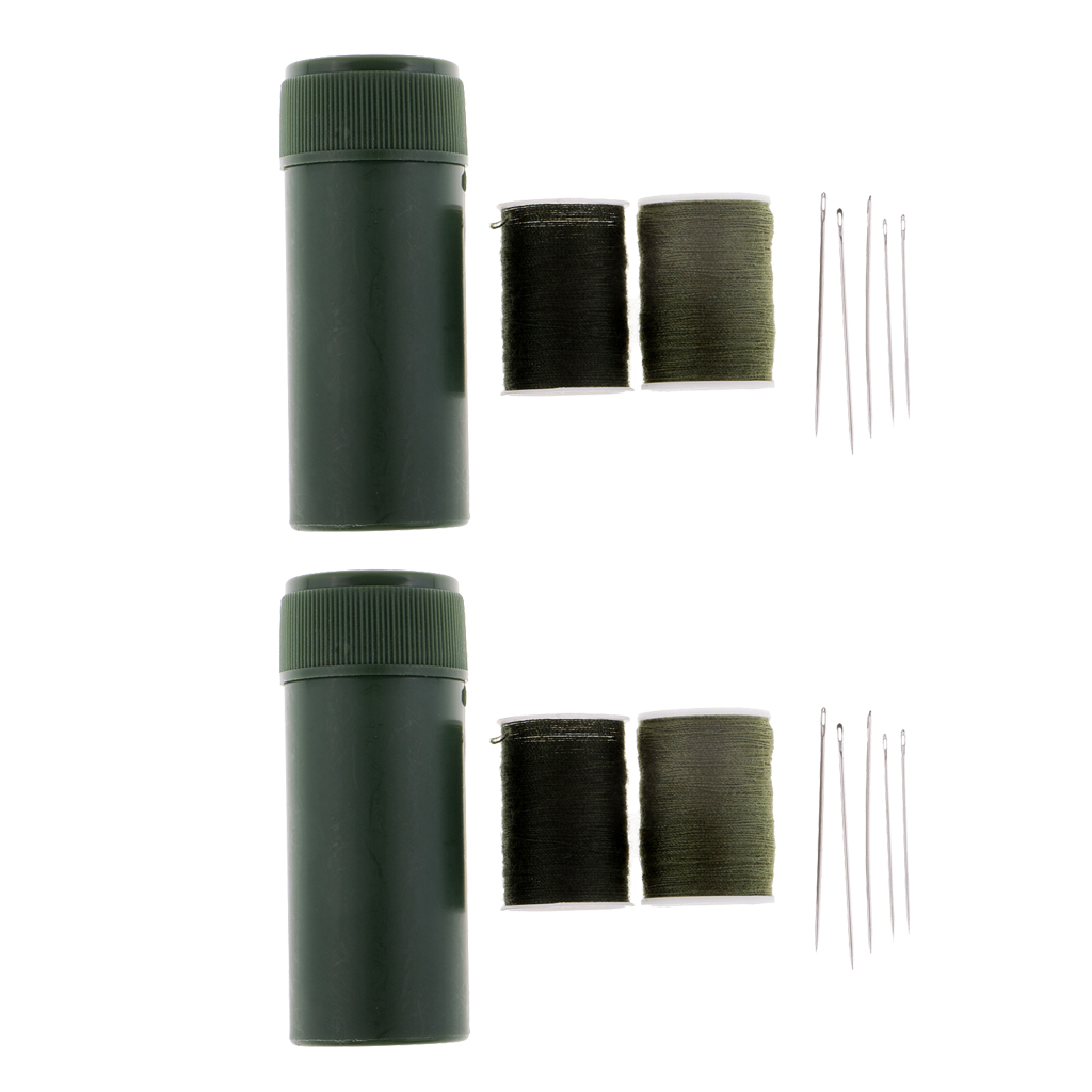 

2 sets portable and thread sewing kit for daily /home/travel green, Black