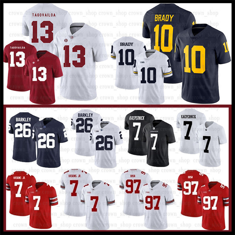 

13 Tua Tagovailoa NCAA 7 Dwayne Haskins Jr Alabama Crimson Tide Jersey Nick Bosa Michigan Tom Brady Ohio State Buckeyes Football Jerseys48, Ncaa-(laohu)