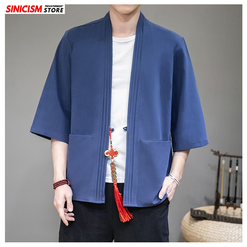 

Sinicism Store New Mens Solid Open Stitch Jackets Men Chinese Style Tops 2020 Male Spring Casual Traditional Tops Coats Oversize, Zhongguored