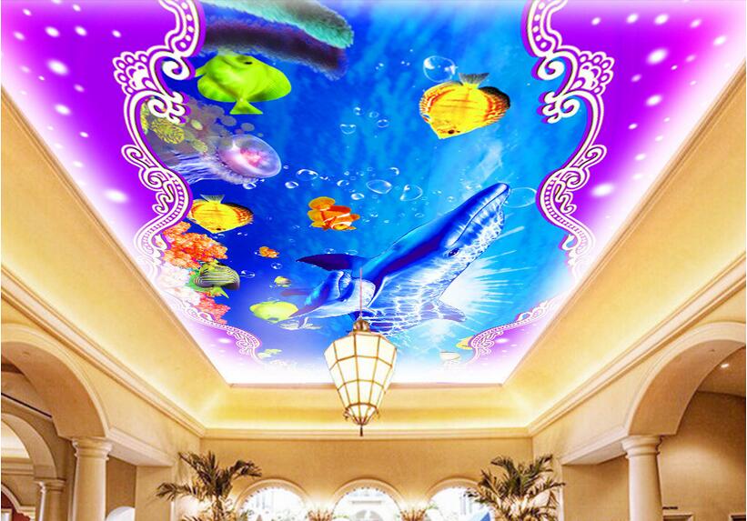 

3d ceiling murals wallpaper custom photo Beautiful ocean whale coral home decor bedroom ceiling zenith 3d wall mural wallpaper for walls 3 d, Non-woven