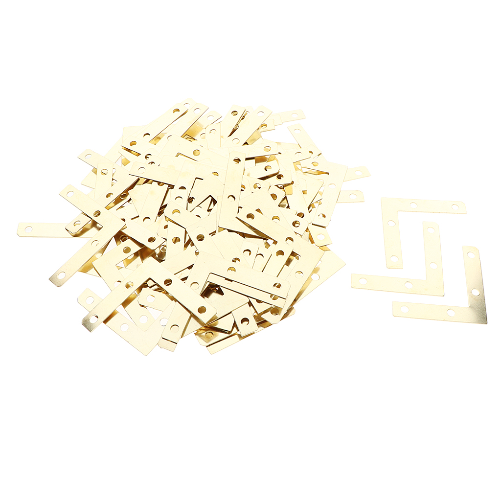 

wholesale 100 pieces metal l shape corner brace plate flat angle bracket picture frame fitting framing craft supplies - with 4 hole
