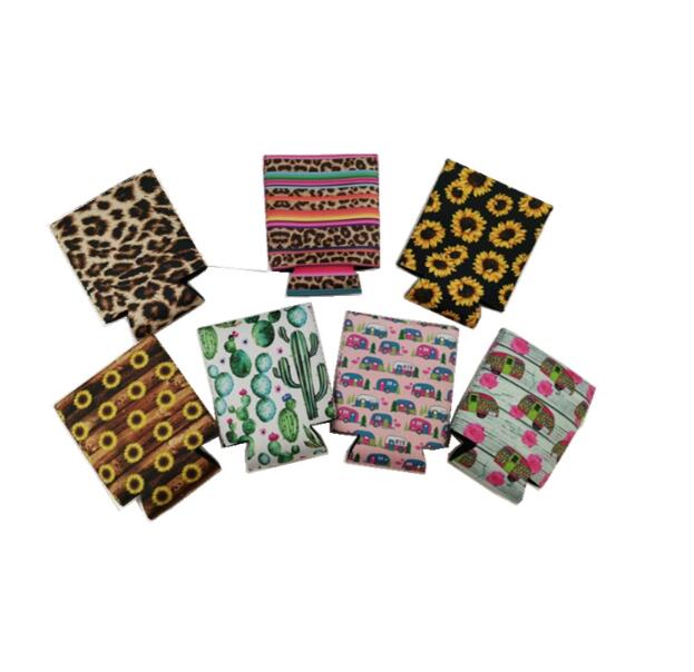 

50pcs 330MLCan Sleeve Sunflower Neoprene Insulator Cooler Baseball Can Holder Water Bottle Covers Bottle Case Pouch Leopard Flower