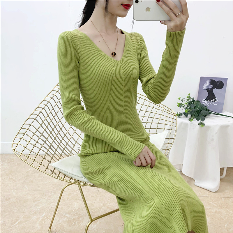 

SINGRAIN Women Long Sweater Dress Long Sleeve Knitwear Casual Elastic Basic Elegant Office Dress Solid Warm Winter Knitted, Gray