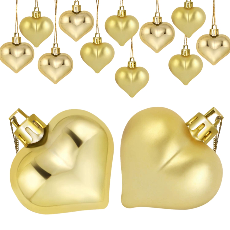 

24 Pieces Heart Shaped Ornaments Valentine's Day Heart Ornament for Valentine's Day Decoration, 2 Styles (Gold
