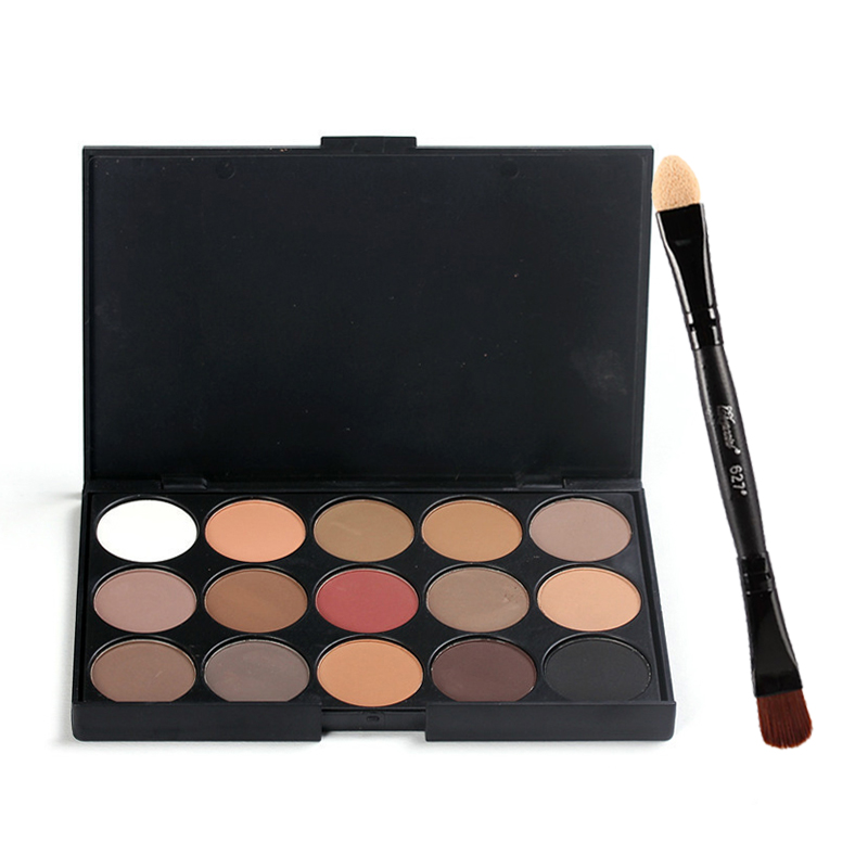 

15 Colors Makeup Eyeshadow Double headed Eye Shadow Brush And Eye Shadow Stick Kit Matte Pigment Glitter Eyeshadow Palette