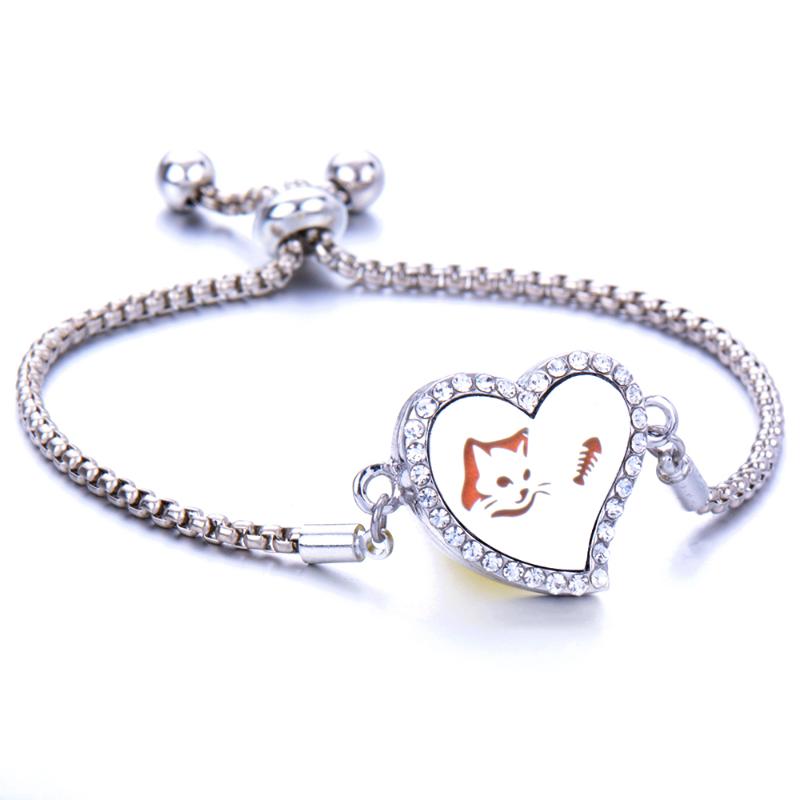

10Pcs/Lot Aroma Jewelry Bracelet Adjustable Perfume Essential Oils Diffuser Bracelet heart Magnetic Locket
