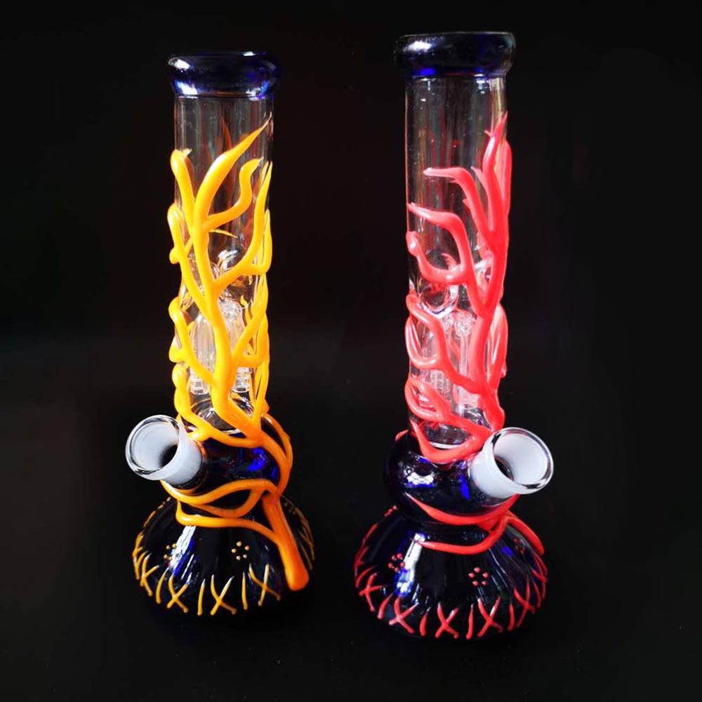 

In Stock Glass Water Bongs Hookah Glass Water Pipes Glass Oil Burner Water Bongs straight Hookah Ash Catcher FY2077