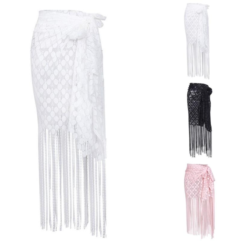 

Fashion Cover Up For Women Sexy Beach Cover Up Bikini Swimwear Tassel Sarong Wrap Pareo Skirt Swimsuit White/Black/Pink