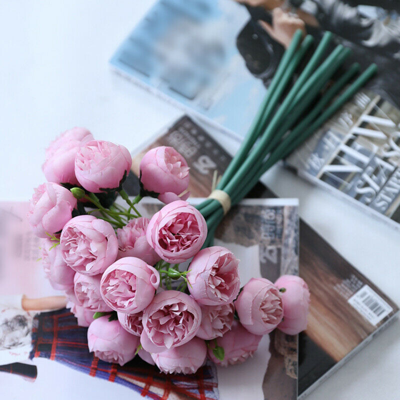 

27 Heads Rose Artificial Flowers Fake Bouquet Wedding Home Party Decor Prop Fake Plants For Home Decoration, Pink