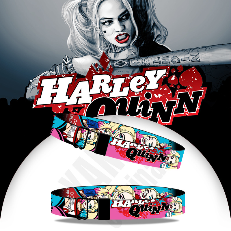 

Quinn Suicide Squad Wristband Adjustable Ribbon 3D Printing Hand Strap HipHop Bangle Cosplay Accessory Prop Gift Trinket