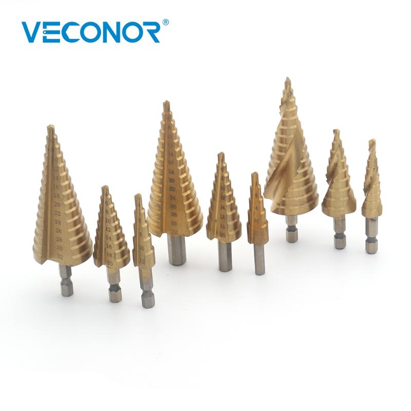 

Veconor 3 Pieces Set Step Drill Bit for Metal High Speed Steel Step Cone Drill Cutter HSS Material