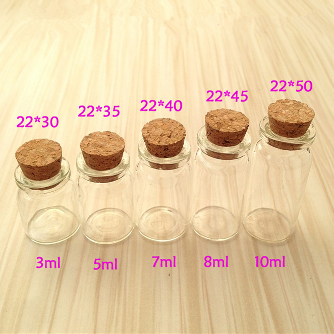 

mini glass bottle with cork stopper, 3ml, 5ml, 7ml, 8ml, 10ml, 15ml, 20ml glass jars, free shipping world wide