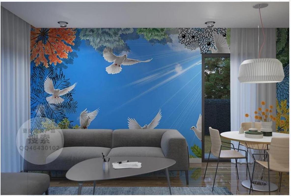 

Custom photo wallpaper 3d murals wallpapers Sky forest mural pigeon creative background wall papers home decor, As pic