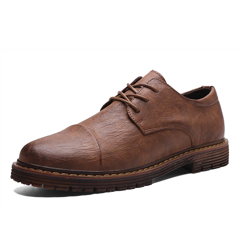 

Autumn New Retro Men Shoes Classic Ankle Men's Dress Shoes Leather Buiness Casual Shoes Men Formal Flats Man Sneakers, Black