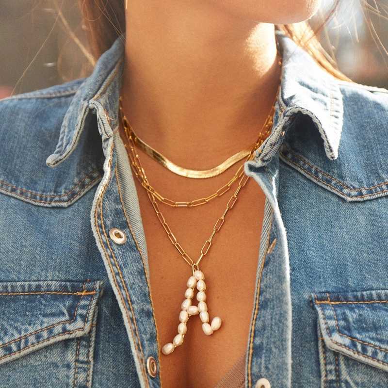 

Pendant Necklaces Genuine Pearl 26 English Letter Choker A-Z Customized Necklace BA High Quality Gold Color Beaded Jewelry