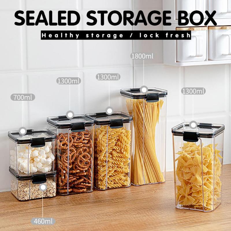 

Kitchen Moisture-Proof Sealed Tank Square Plastic Transparent Grain Fresh-Keeping Tank storage w@163.com