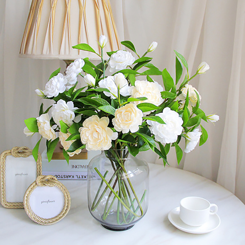 2020 58cm Artificial Flowers White Camellia Bouquet Wedding Bride ...
