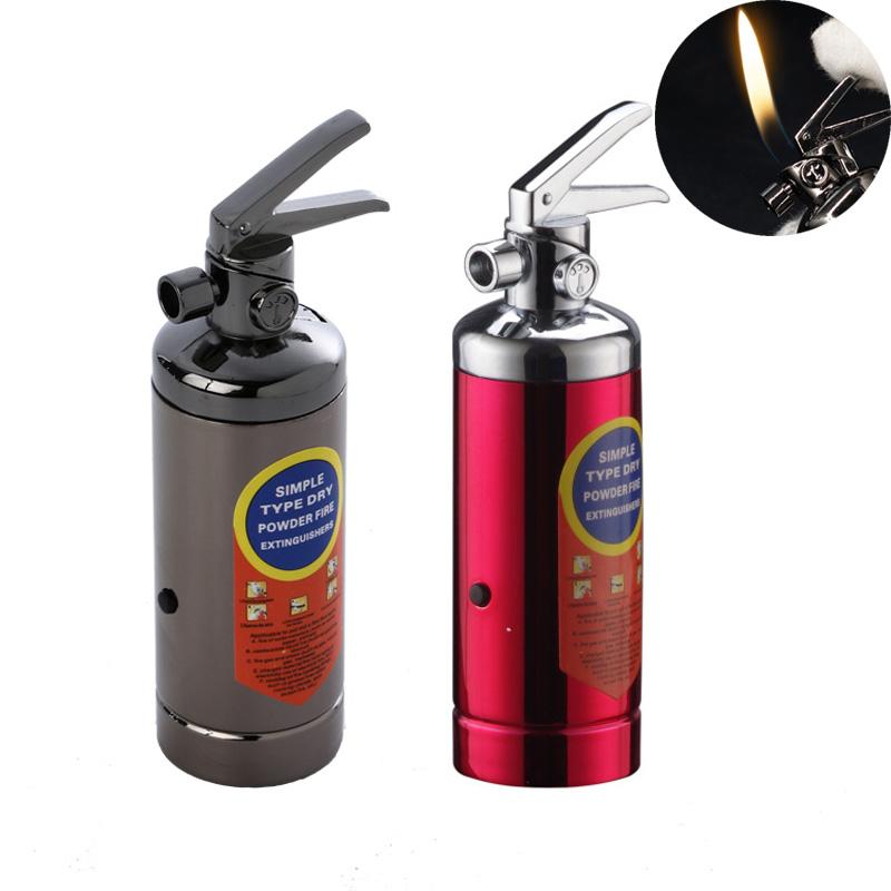 

new Metal Butane Lighter Funny Fire Extinguisher Shaped Creative Gas Lighters Refillable for Men Cigarette Accessory