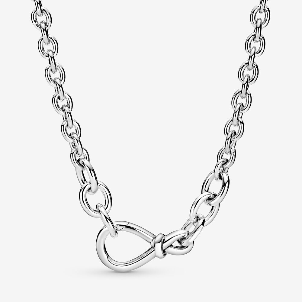 

New arrival 100% 925 sterling silver Chunky Infinity Knot Chain Necklace fine jewelry making for women gifts free delivery