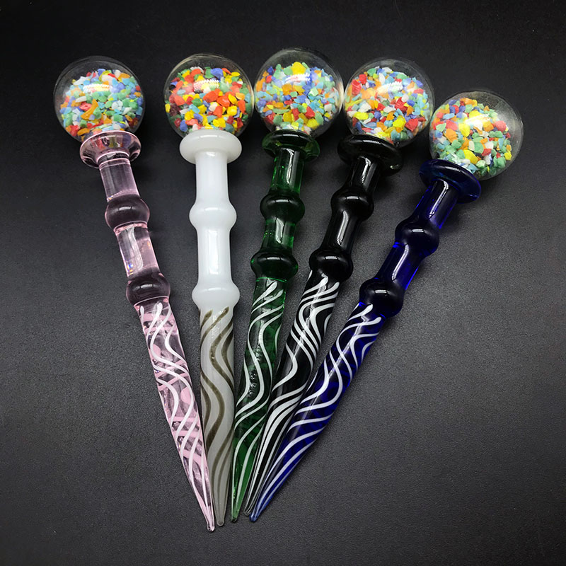 

Beracky 5Inches Glass Magic Wand Dabber With 25mm OD Ball Heady Glass Bamboo Dabber Tool Carving Dab Tool for E Nails Dab Nail