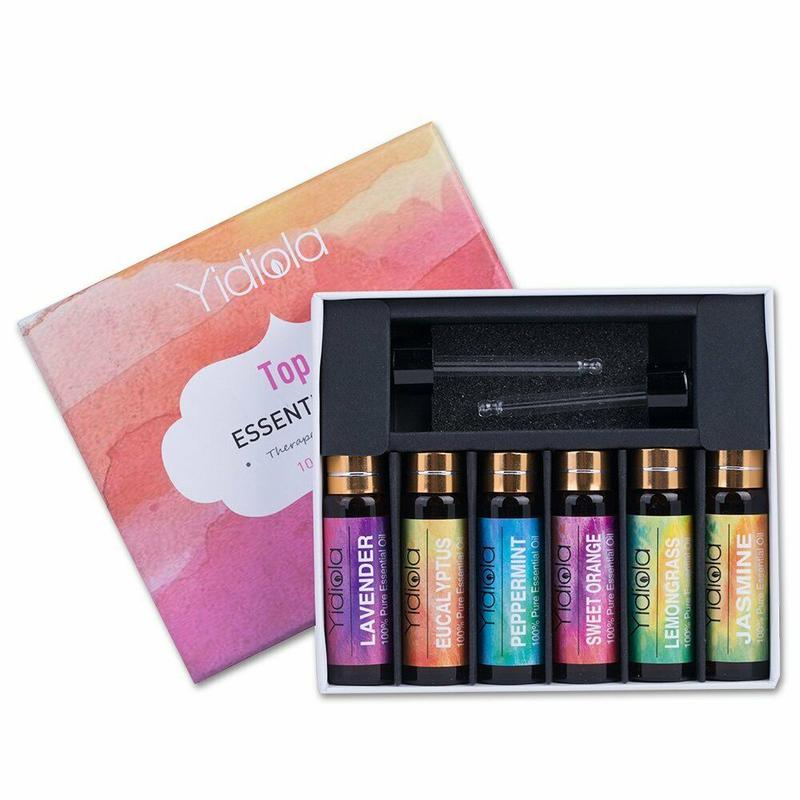 

Yidiola 10ML 6Pcs Pure Essential Oil Gift Set Lavender Peppermint Eucalyptus Lemongrass Jasmine Aromatherapy Massage Aroma Oils