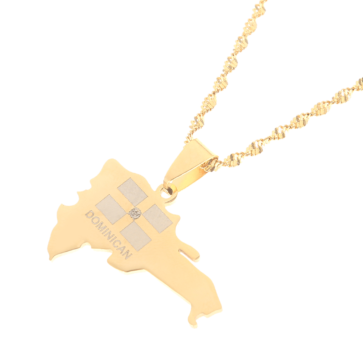 

The Dominican Republic Map Pendant Necklace for Women Gold Color Jewelry