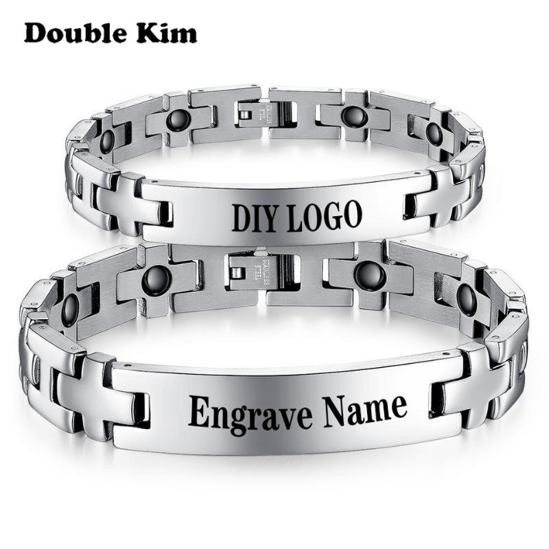 

Classic Men Women Customized Bracelet Couple Stainless Steel Material DIY Engrave Word Bracelet Fashion Customized Jewelry Gift