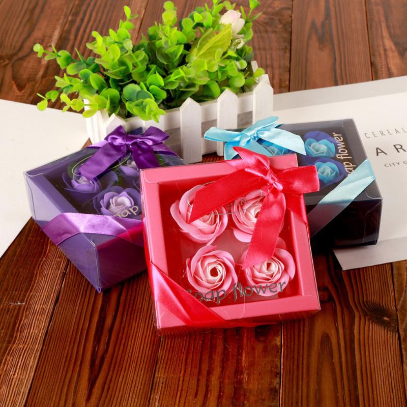 

Handmade Soap Flower Bouquet Roses Carnations Gift Box Wedding Home Essential Wedding Valentine'S Day Gift Holding flower, Blue