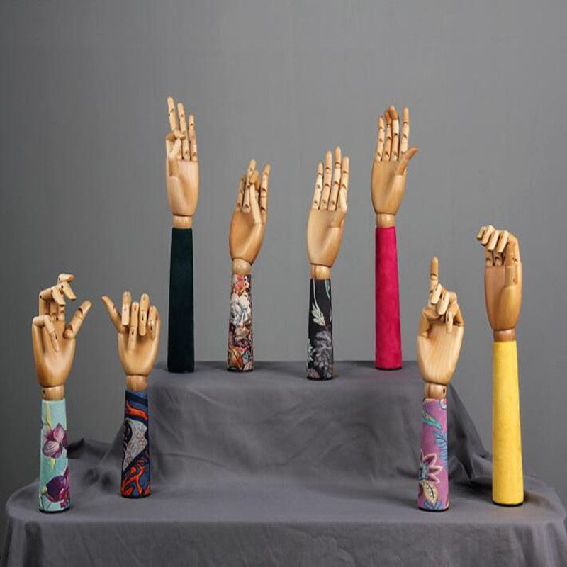 6style 368cm cartoon sketch female hand mannequin jewelry packaging bag cloth wooden hand clothing shop window display props 1pc d072-image-523242325