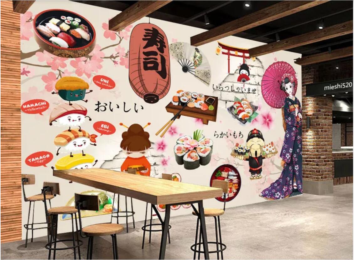 

3d wallpaper custom photo mural Japanese food sushi restaurant catering tooling wall wall art canvas pictures wall tapestry 3d, Non-woven fabric