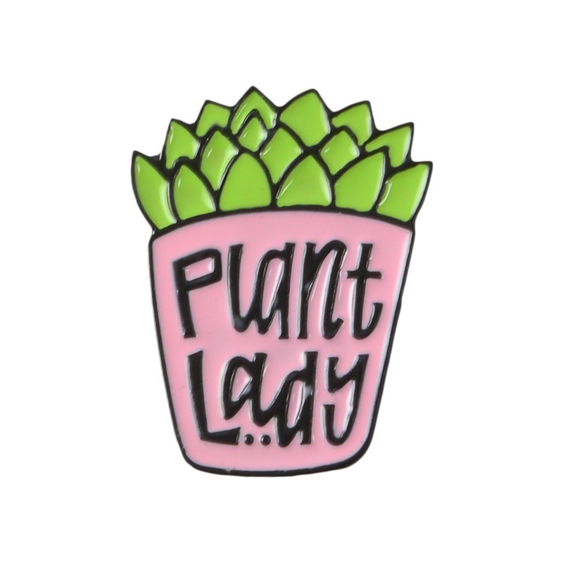 

PLANT LADY Brooch Cactus Succulent Metal Badges for Backpack Hard Enamel Pin Collection Jewelry Gift Handbag Denim Coat Accessory