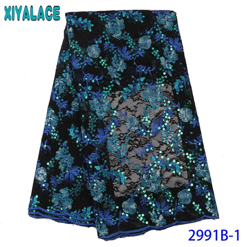 

African french lace fabric 2020 high quality lace,Double net lace with sequins,New organza fabric for women KS2991B-1