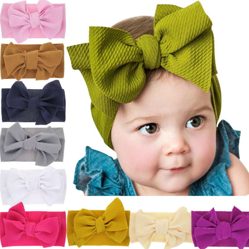 

Trendy Lovely Baby Girls Rabbit Ears Bowknot Elastic Headbands Children Candy Colors Hairbands Kids Headwear Hair Accessories, Mixed color
