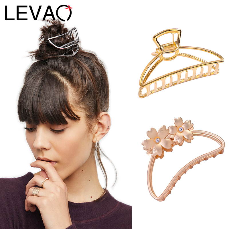 

LEVAO Women Geometric Metal New Hair Clips 2020 Spring Hair Claw Crab Vintage Accessories Large Size Hairpin Headwear