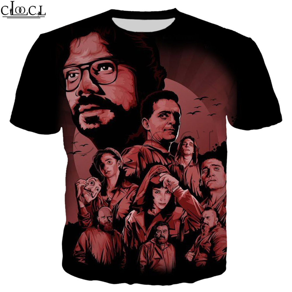 

2020 New La Casa De Papel T Shirt Women Men 3D Print Short Sleeve Money Heist The Paper House Hip Hop Streetwear Tops, T shirt 1