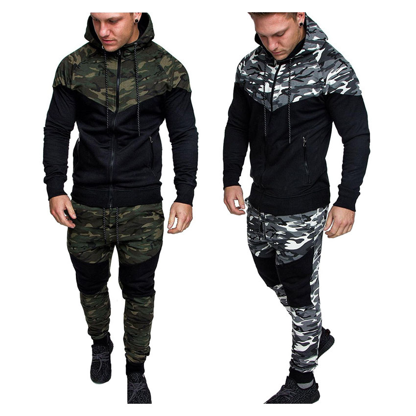 

Mens Designer Tracksuits Men Clothing Sets Camouflage 2 Pieces Set Luxury Zipper Brand Casual Outfit Fashion Spring L-5XL, Black