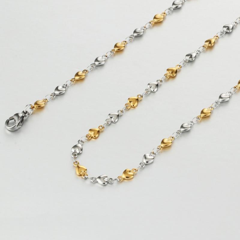 

Chains Sweet Heart Chain Necklaces Gold Silver Color Stainless Steel Statement Choker Charms Weeding Jewelry For Women Girls FN37