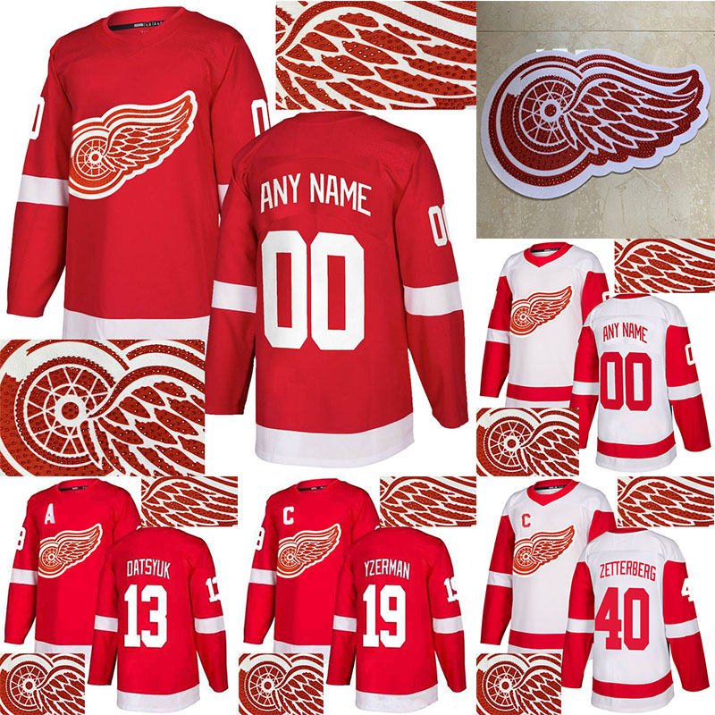 

Detroit Red Wings Jersey Hot drilling 19 Steve Yzerman 13 Pavel Datsyuk 9 Gordie Howe Customize any number any name hockey jerseys, White