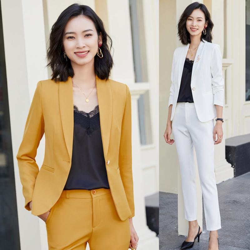 

Fashion Pantsuits Wmen Pant Suits White Blazer and Jacket Sets Ladies Business Work Wear Office Uniform Styles, Blazer only