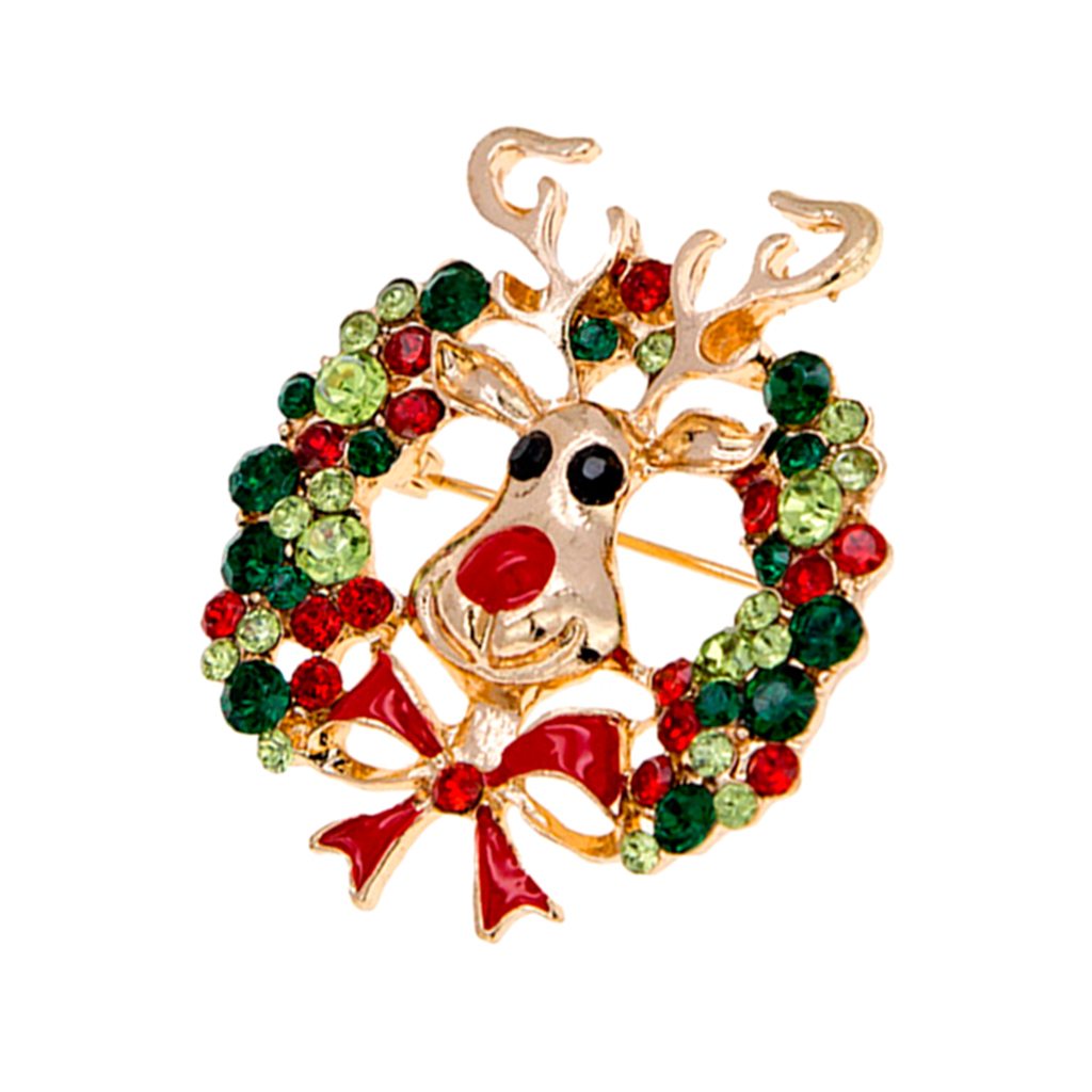 

Colorful Elk Head Rhinestone Wreath Collar Lapel Corsage, Gray